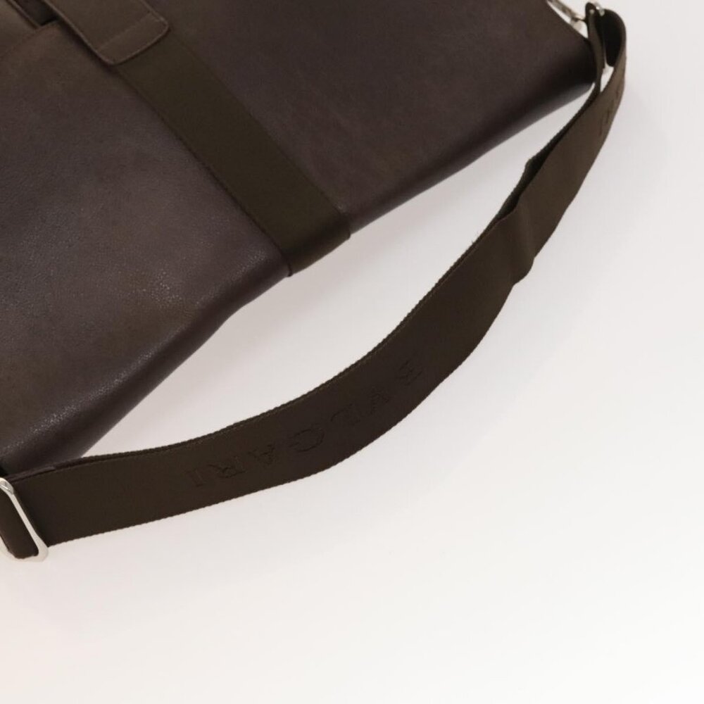 Authentic BVLGARI Shoulder Bag Leather Brown Silver - Picture 14 of 16